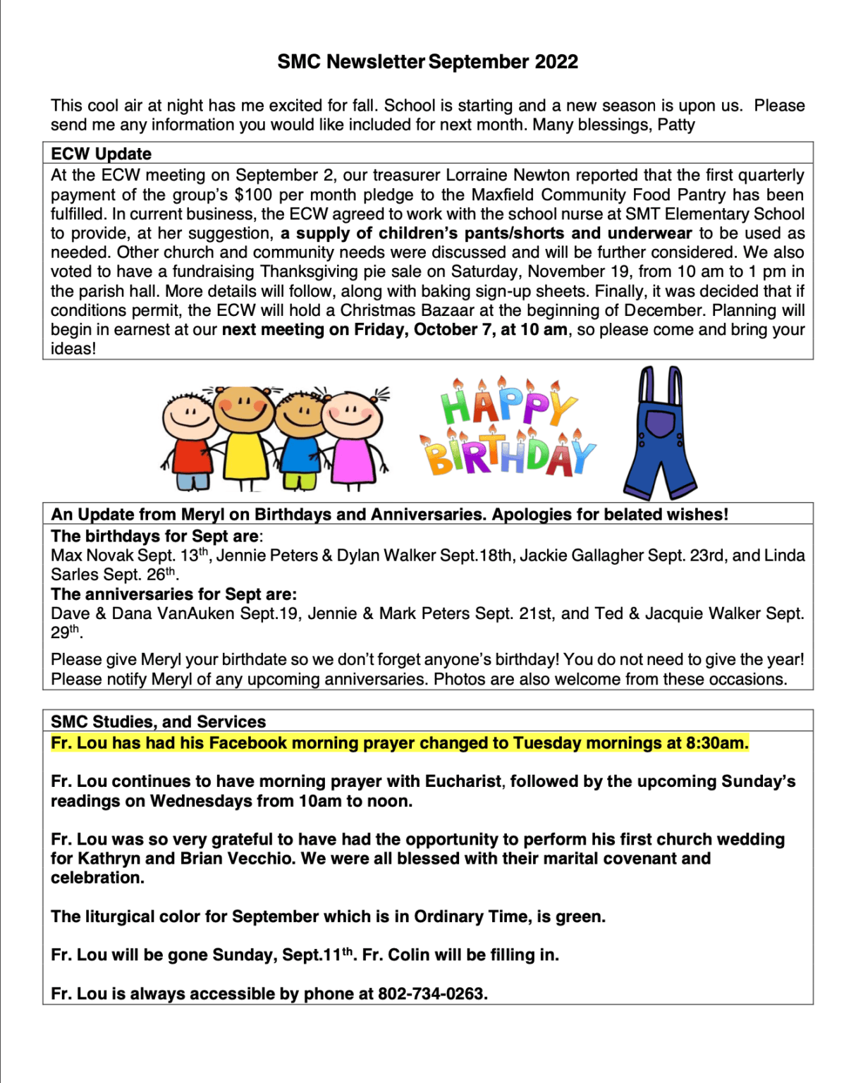 Sept 2022 Newsletter St Mary's Episcopal Church, Lake Luzerne NY